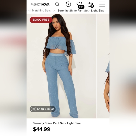 NWT 2 piece Sparkly Blue 2 pc pant set - Picture 8 of 8